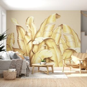 Nástěnná malba velkých zlatých banánových listů In Golden Leaves for living room - hlavní obrázek produktu
