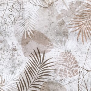 Nástěnná malba velkých listů exotických rostlin v hnědé barvě Tropical Leaves Mural - obrázek číslo 2