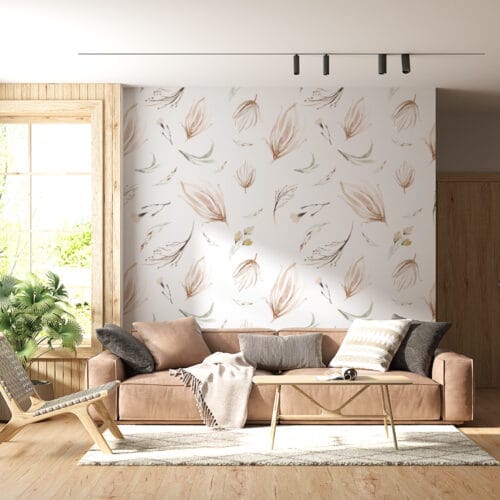 Nástěnná malba ve světlých pastelových barvách Delicate Plant Motif - hlavní obrázek produktu