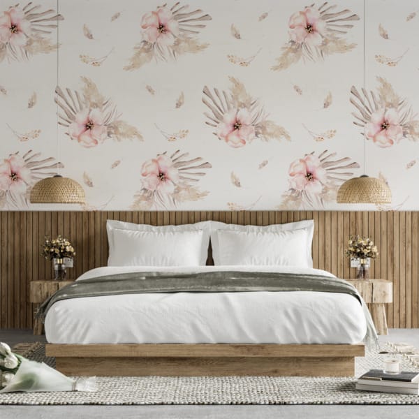 Nástěnná malba v retro stylu Pink Small Flowers - hlavní obrázek produktu