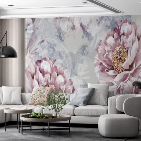 Fototapeta s dominantním květinovým motivem v teplých tónech Large Peony Blossoms - hlavní obrázek produktu