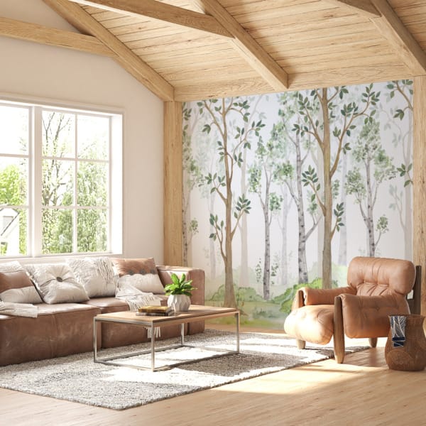 Světlá nástěnná malba s vysokými stromy Bright Forest - hlavní obrázek produktu