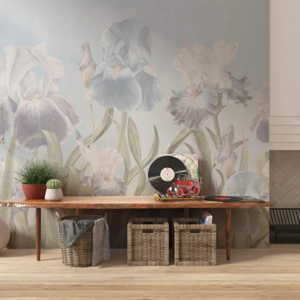 Nástěnná malba s jemným květinovým motivem Delicate Irises - hlavní obrázek produktu