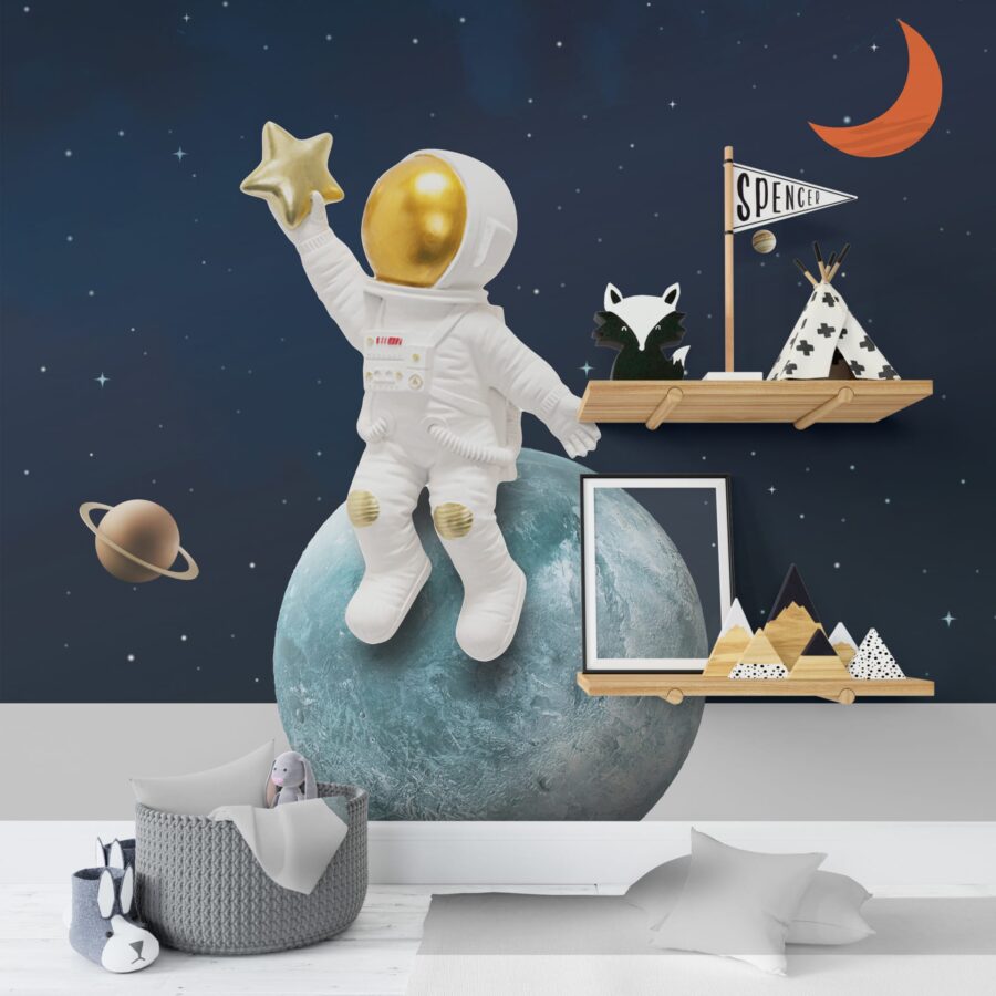 Nástěnná malba s motivem kosmonauta na pozadí oblohy ve výrazných barvách In Space - hlavní obrázek produktu