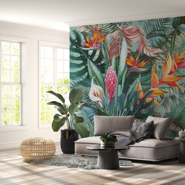 Nástěnná malba ve svěžích barvách s exotickým květinovým motivem Bouquet of Tropical Flowers - hlavní obrázek produktu