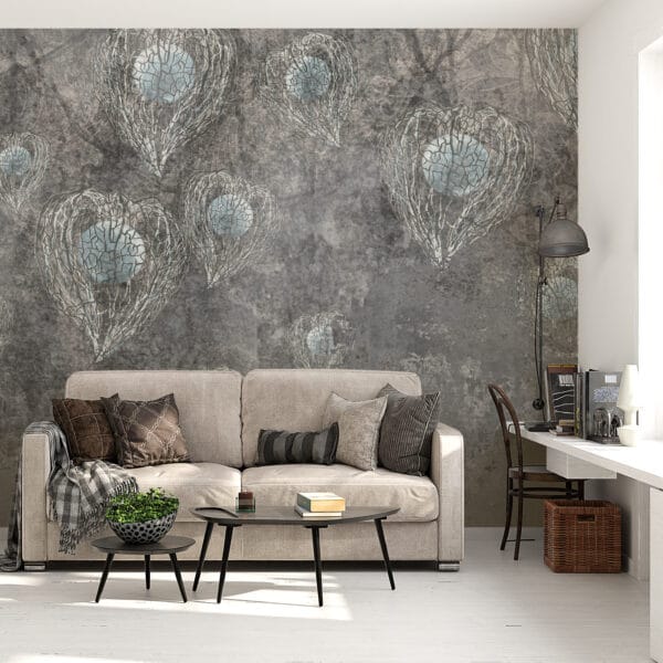 Delicate Grey floral mural - hlavní obrázek produktu