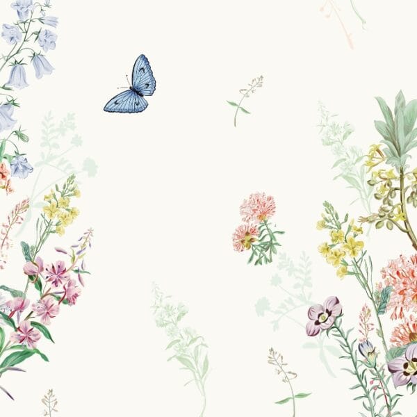 Nástěnná malba s jemným květinovým motivem v klidných barvách Blue Butterfly - obrázek číslo 2