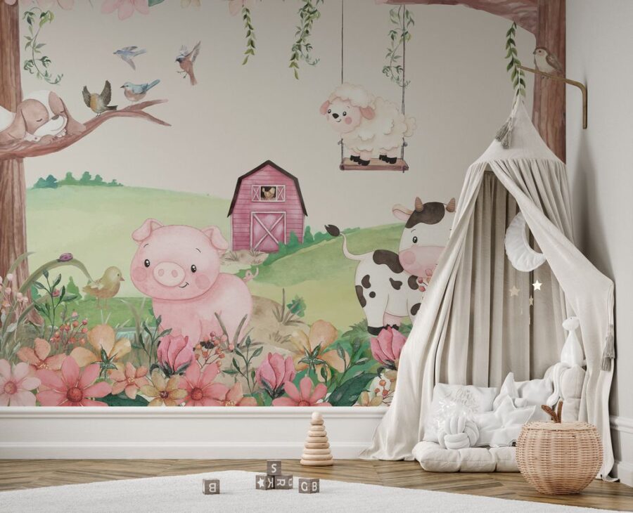 Roztomilá ilustrace zvířat na farmě